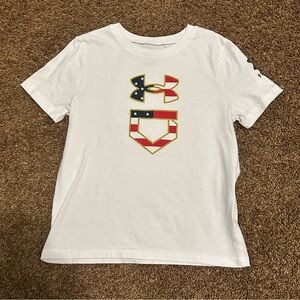 Boys Under Armour American Flag Logo Baseball T Shirt size XS (7)